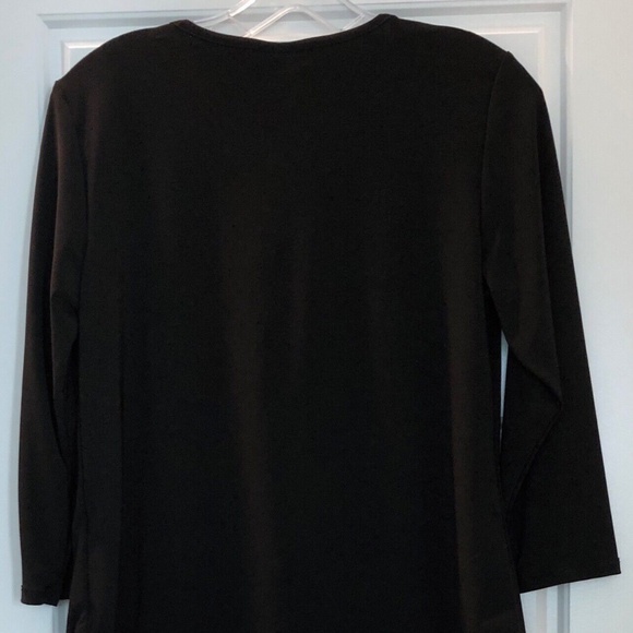 Women's cb Established 1962 Black/Tan Keyhole 3/4 Sleeve Top Size PL - Picture 6 of 7